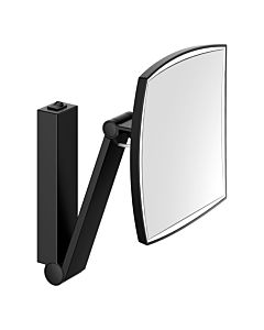 Miroir cosmétique Keuco iLook_move 17613379004, grossissement x5, 200 x 200 mm, éclairé, bras pivotant et interrupteur à bascule, noir mat