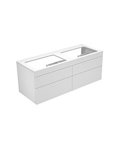 Keuco Edition 400 vanity unit 31575740000 140 x 54.6 x 53.5 cm, 2 pull-outs, without tap hole, for 2 Waschtische , white / clear cashmere