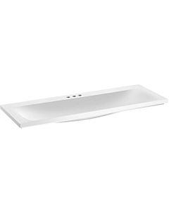 Keuco Royal Reflex Mineralguss-Waschtisch 34081311303 130 x 3 x 49 cm, 3 Hahnlöcher, ohne Überlauf, weiß