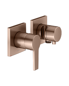 KEUCO Edition 11 single lever mixer set 51151291222 for 2 Verbraucher , with hose connection and shower holder, brushed rose gold