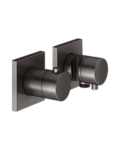 KEUCO Edition 11 thermostatic mixer set 51153351222 for 2 Verbraucher , with hose connection and shower holder, brushed titanium black