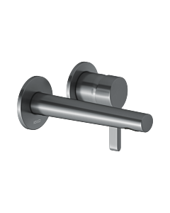 Keuco Edition 400 basin mixer 51516130201 flush-mounted installation, without waste fitting, brushed black chrome, projection 165 mm