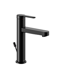 Keuco IXMO Flat basin mixer 59501373001 projection 124mm, with waste fitting, round rosette, matt black