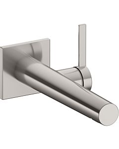 Keuco Ixmo Waschtisch-Einhebelmischer 59516051102 Ausladung 219mm, Nickel gebürstet, Wandmontage, eckige Rosette