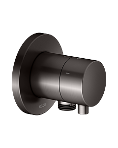 Kit de montage final KEUCO IXMO 59549351101 vanne d&#39;arrêt et de dérivation à 3 voies encastrée, raccord de tuyau, poignée Comfort , ronde, noir titane brossé