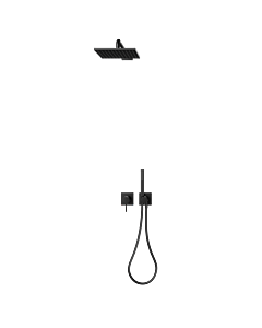 Keuco IXMO Shower set 4 59651370402 square, single-lever mixer with shower hose and overhead shower, matt black