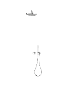 Keuco IXMO Shower set 7 59653010701 round, thermostatic mixer with shower hose and overhead shower, chrome-plated