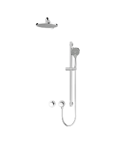 Keuco IXMO Ensemble de douche 9 59653010901 rond, mitigeur thermostatique avec flexible de douche et douche de tête, chromé