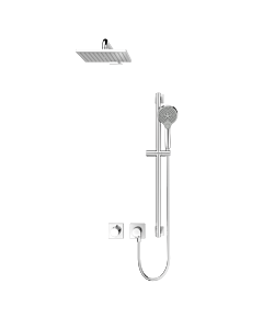 Keuco IXMO_solo Dusch-Set 10 59653011002 eckig, Thermostatmischer m. Brausehalter u. Kopfbrause, verchromt
