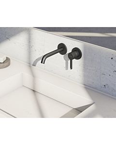 Kludi Nova Fonte set de montage final 202443915 mitigeur monocommande mural à deux trous pour lavabo encastré, saillie 180 mm, noir mat