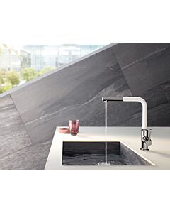 Kludi L-INE S Spültischarmatur 408519375 chrom/weißmatt, herausziehbarer Auslauf