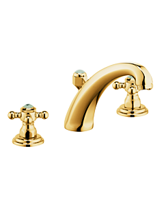 Kludi Adlon Waschtisch 3 Loch Armatur 510434520 vergoldet, hoher Auslauf, mit Ablaufgarnitur