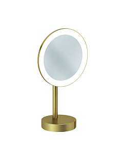 Kludi VELA R LED cosmetic mirror 58995N0F, 3x magnification, freestanding, brushed gold