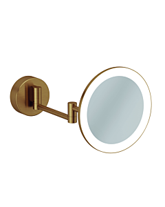 Kludi VELA R LED cosmetic mirror 58995N1W, 3x magnification, wall-mounted, brushed bronze