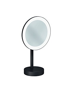 Kludi VELA R LED cosmetic mirror 58995N2F, 3x magnification, freestanding, brushed gunmetal