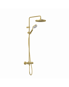 Kludi DIVE Dive X 3S thermostatic dual shower system 69067N0-00 with hand shower, overhead shower Ø 25 cm, brushed gold PVD