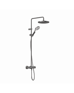 Système de douche double thermostatique Kludi DIVE Dive X 3S 69067N2-00 avec douchette, pommeau de douche Ø 25 cm, finition PVD gris anthracite brossé