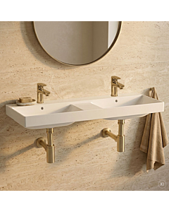 Double vasque CARLDIX x LAUFEN 120 cm A91003012001 avec étagère, blanc, 1200 x 460 mm, avec 2 trous de robinetterie et trop-pleins