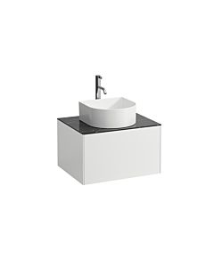 LAUFEN Caisson à tiroirs / buffet H4054050341431 57,5x34x45,5cm, découpe au milieu, avec trou pour robinet, blanc mat / Nero Marquina