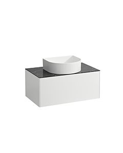 LAUFEN Caisson à tiroirs / buffet H4054110341431 77,5x34x45,5cm, découpe au milieu, blanc mat / Nero Marquina