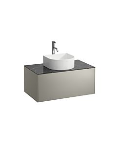 LAUFEN Caisson à tiroirs / buffet H4054150341421 77,5x34x45,5cm, découpe au milieu, avec trou pour robinet, titane / Nero Marquina