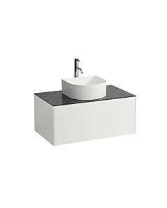 LAUFEN Caisson à tiroirs / buffet H4054150341431 77,5x34x45,5cm, découpe au milieu, avec trou pour robinet, blanc mat / Nero Marquina