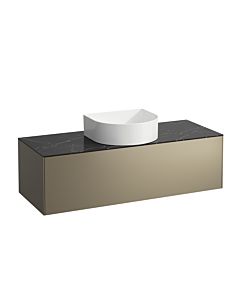 LAUFEN Caisson à tiroirs / buffet H4054210341421 117,5x34x45,5cm, découpe au milieu, titane / Nero Marquina