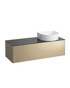 LAUFEN Sonar drawer unit / sideboard H4054230341401 117.5x34x45.5cm, cut-out on the right, gold / Nero Marquina