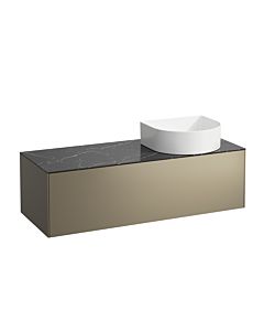 LAUFEN Caisson à tiroirs / buffet H4054230341421 117,5x34x45,5cm, découpe à droite, titane / Nero Marquina