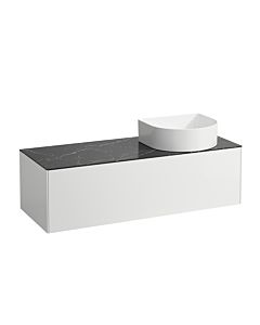 LAUFEN Sonar Schubladenelement/Sideboard H4054230341431 117,5x34x45,5cm, Ausschnitt rechts, Weiß matt/Nero Marquina