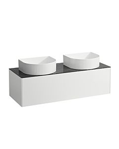 LAUFEN Sonar caisson à tiroirs / buffet H4054240341431 117,5x34x45,5cm, découpe gauche / droite, blanc mat / Nero Marquina