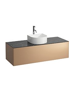 LAUFEN Caisson à tiroirs / buffet H4054250341411 117,5x34x45,5cm, découpe au milieu, avec trou pour robinet, cuivre / Nero Marquina