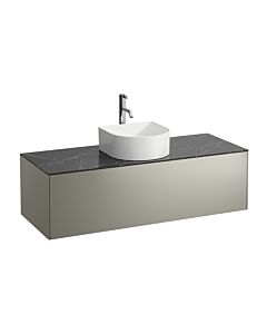 LAUFEN Caisson à tiroirs / buffet H4054250341421 117,5x34x45,5cm, découpe au milieu, avec trou pour robinet, titane / Nero Marquina