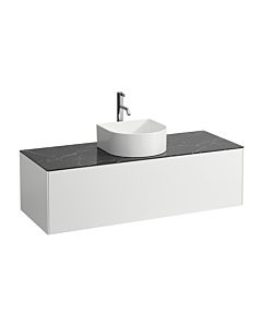 LAUFEN Caisson à tiroirs / buffet H4054250341431 117,5x34x45,5cm, découpe au milieu, avec trou pour robinet, blanc mat / Nero Marquina