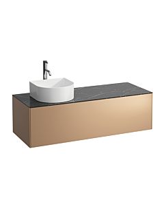 LAUFEN Caisson à tiroirs / buffet H4054260341411 117,5x34x45,5cm, découpe à gauche, avec trou pour robinet, cuivre / Nero Marquina