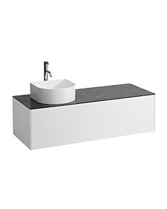 LAUFEN Caisson à tiroirs / buffet H4054260341431 117,5x34x45,5cm, découpe à gauche, avec trou pour robinet, blanc mat / Nero Marquina