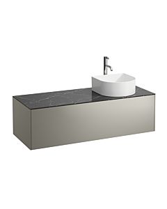 LAUFEN Sonar drawer unit / sideboard H4054270341421 117.5x34x45.5cm, cut-out on the right, with tap hole, titanium / Nero Marquina