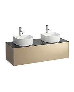 LAUFEN Sonar drawer unit / sideboard H4054280341401 117.5x34x45.5cm, cut-out left / right, with tap hole, gold / Nero Marquina