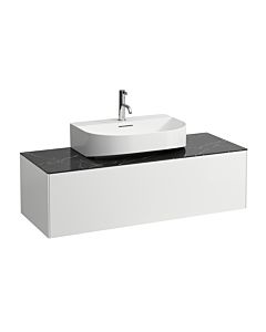LAUFEN Caisson à tiroirs / buffet H4054510341431 117,5x34x45,5cm, découpe au milieu, blanc mat / Nero Marquina