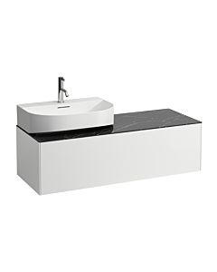 LAUFEN Caisson à tiroirs / buffet H4054520341431 117,5x34x45,5cm, découpe à gauche, blanc mat / Nero Marquina