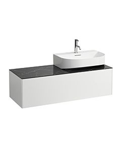 LAUFEN Caisson à tiroirs / buffet H4054530341431 117,5x34x45,5cm, découpe à droite, blanc mat / Nero Marquina