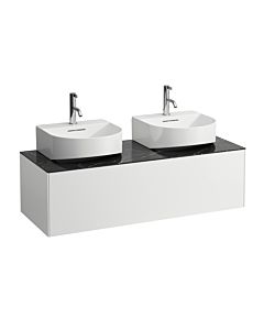 LAUFEN Sonar caisson à tiroirs / buffet H4054540341431 117,5x34x45,5cm, découpe gauche / droite, blanc mat / Nero Marquina