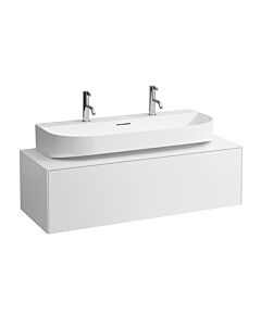 LAUFEN Sonar caisson à tiroirs / buffet H4054610341701 117,5x34x45,5cm, découpe au milieu, vasque à poser, blanc mat