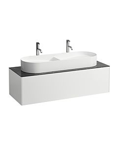 LAUFEN Sonar caisson à tiroirs / buffet H4054710341431 117,5x34x45,5cm, découpe au milieu, double vasque, blanc mat / Nero Marquina