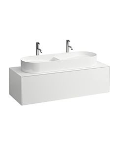 LAUFEN Caisson à tiroirs / buffet H4054710341701 117,5x34x45,5cm, découpe au milieu, double vasque, blanc mat