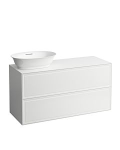 LAUFEN Le nouveau meuble à tiroirs / buffet H4060830856271 117,5x60x45,5cm, 2 tiroirs, découpe lavabo à gauche, gris signalisation