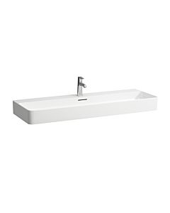 LAUFEN Val washbasin H8102897571041 with overflow, with 2000 tap hole, matt white, 120x42cm, can be built under