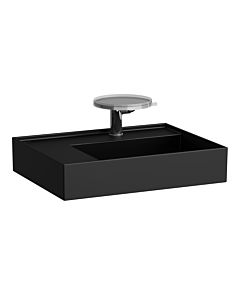 LAUFEN Kartell lavabo H8103357161111 60x46cm, tablette à gauche, sans trop - plein, 2000 trou du robinet, noir mat
