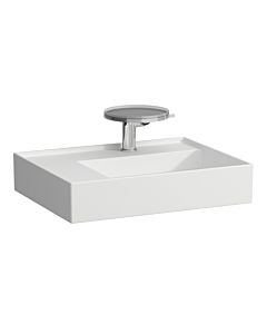 Laufen Kartell Waschtisch 8103357578151, 60x46cm, weiß matt, Ablage links, 2 Hahnl., Saphirkeramik
