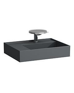 LAUFEN Kartell Waschtisch H8103357588151 60x46cm, Ablage links, ohne Überlauf, 2 Hahnlöcher, graphit matt